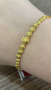Poh Heng Jewellery 24K Beaded Chain Bracelet in Yellow Gold Price By Weight]
