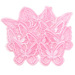 10 Chiếc 2 Lớp Thêu Bướm Vải Miếng Dán 5.5X6Cm Nhiều Màu Sắc Lưới Appliques Cho DIY May Thủ Công Mũ Phụ Kiện