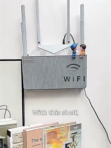 WiFi Router Shelf Wall Mounted Storage Box Space Saving Organizer for Home Office