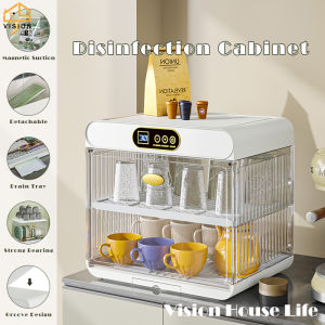Vision 360° Disinfection Cup Storage Cabinet Tableware Disinfection Storage Box Office Living Room Desktop Cup Draining Board Water Cup Teacup Article Storage Shelf Household Cup Shelf Organiser