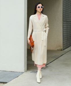 Miyake เสื้อฝนคอปกสไตล์อังกฤษอัดพลีทไฮเอนด์หรูหราเบาหรูหรา #5089