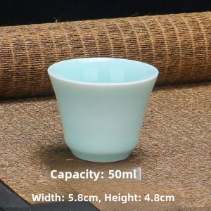 Chinese Ceramics Green Porcelain Gongfu Tea Set Single Creative Small Cup Home Use Three Dimensional Little Fish Carp Drinking Cup
