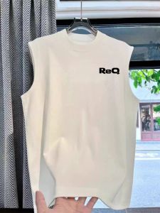 Áo Thun Nam Tay Ngắn in Chữ American High Street Cổ Tròn Rộng Rãi Mùa Hè Thể Thao Áo Vest Thể Thao Áo Thun Cotton