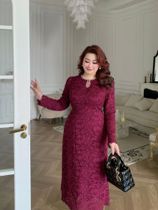 GLEC | Large Size Luxurious French Style Beaded Retro Jacquard Dress