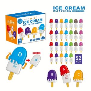 Matching Letters Ice Cream Toy Alphabet Match Uppercase Lowercase Color Cognitive Pairing Game Education Learning for Boy Girl