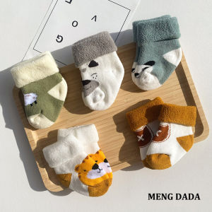 Newborn Baby Socks Pure Cotton Loose Mouth Cartoon Design for 0-3 Months Old Infants Autumn Winter Baby Footwear Non-restrictive Leg
