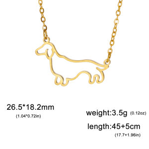 Fashion Short Leg Sausage Dog Stainless Steel Hollow Sausage Dog Womens Neck Chain Pet Animal Necklace Fashion Jewelry Gift