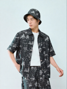 Fashion Summer Casual Short Sleeve Mens Shirt Denim Blue