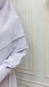 STELAN GAMIS JILBAB SYARI PED POLOS CERUTY PUTIH UMROH MODEL DUA LAYER CANTIK MEWAH