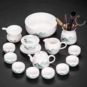 XIANGYE | Luxe Traditional Chinese Tea Set Jade White Porcelain