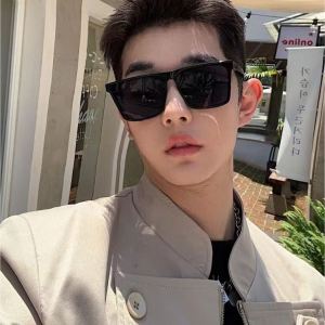 2025 แว่นกันแดดทรงสี่เหลี่ยมสีดำสำหรับผู้ชาย แว่นกันแดด แว่นตาขับรถ แว่นกันแดดแฟชั่น แว่นตากันแดดสีดำ UV400