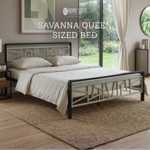 Home Suite Savanna 60×75 Queen Bed with Modern Two-Tone Steel Frame Patented RG Connector Knockdown Split Deck & BS EN 1725 Safety Standard Approved