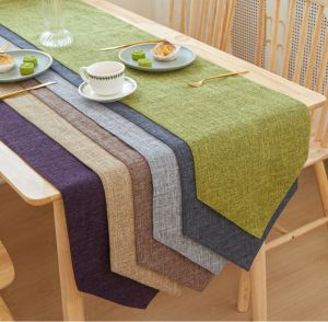 Solid Color High Quality Linen Table Runner Simple Modern Rectangular Household Coffee Table Multicolor Table Cloth Bed Flag Tablecloth 4 6 8 Seats