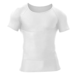 Mens Tummy Control Double Layer Compression Slimming Shirt Crew Neck Tight Fit Top Breathable Comfortable Casual Gym T-Shirt