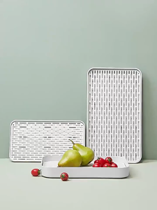 Kitchen Drain Basket Double Tray Tableware Living Room Drain Basket Rectangular Fruit Tray for The Living Room