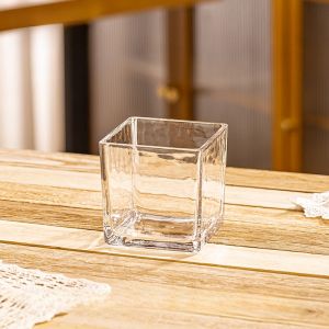 Nordic Minimalist Transparent Square Glass Vase Flavinmci Home Decorative Flower Pots Indoor Tabletop Ornament Flower Holders