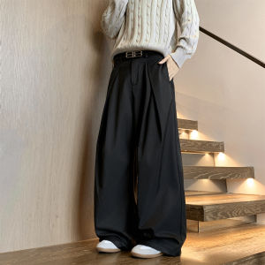 กางเกงขายาวผู้ชาย ทรงเอ ขากว้าง กางเกง ฤดูใบไม้ร่วง ฤดูใบไม้ผลิ CleanFit อินเทรนด์ ทรงหลวม ลำลอง กางเกงขายาว พลีท 3D Effect Youth Popular กางเกงขายาว