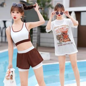 2025 New Womens Swimsuit Conservative Bikini for plus Size Girls Thermal Spa Swimming Student Style Three-piece Cover-up