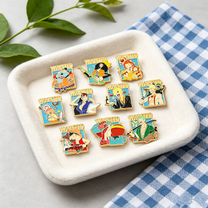 Bandai | Pirate Anime Inspired Enamel Pins Wanted Poster Character Lapel Brooches Manga Themed Metal Badges for Backpack Clothing