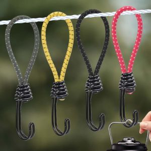 4 cái 16cm Lều dây co giãn móc ngoài trời đa năng bạt cắm trại Tarp Lều cố định dây Carabiner tán buộc dây