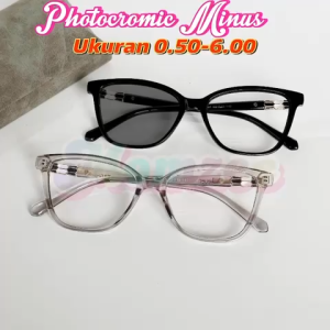 Kacamata Cat Eye Kekinian | Lensa Photocromic Minus | Fashionable & Elegan 0.50-6.00 Boc Dan Lap