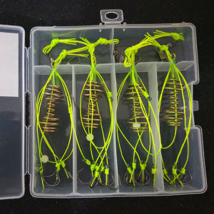 Teabelle 4Pcs/Lot 6 Hooks Explosion Fishing Hook Fishing Lure Bait Trap Feeder Cage Sharp Fishing Hook with Stainless Steel Springs