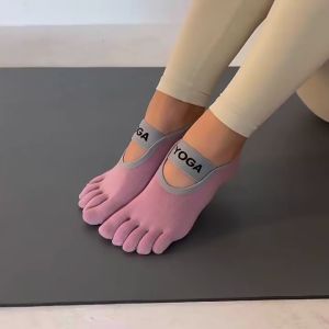 Yoga Wording 2 Color Mix WOMEN YOGA SOCKS ANTI SLIP TOES SOCKS STRONG GRIP YOGO TOES SOCKS