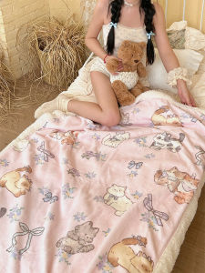 Thickened Milk Velvet Blanket Girls Lolita Cute Nap Cover Sheepskin Soft Cartoon Warm All-Season Casual Throw Blanket