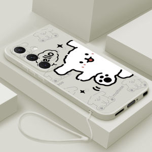 Liquid Silicone Phone Case for Samsung Galaxy S24 plus Full Lens Protection Anti-Fall Soft Shell Cute Cartoon Hello Design