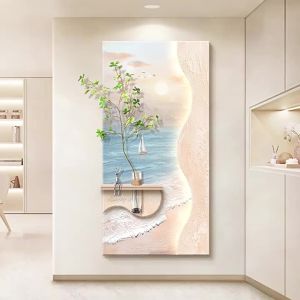 RUIBAHAO | Creamy Wooden Style 3D Wave Wall Art