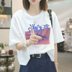 Shalldoer | เสื้อยืดแขนสั้นพิมพ์ลายตัวอักษรแฟชั่นสำหรับผู้หญิงในฤดูร้อน เสื้อคอกลมหลวมๆ สไตล์เกาหลี ลำลอง หลากหลายโอกาส