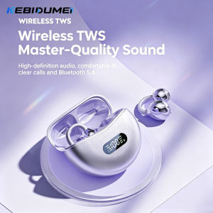 Kebidumei | KEBIDUMEI Open Ear Bluetooth 5.4 Earphones Ear Clip Wireless Earbuds ENC Sports Noise Cancelling Headsets LED Display Headphones