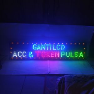 lampu led sign tulisan ganti lcd acc&token pulsa