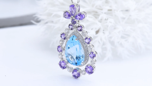 Lohaspie Jewelry Genuine 9 Carats 925 Sterling Silver Pendant Natural Sky Blue Topaz Pendant Multicolor Gemstone Topaz Pendant For Women Jewelry Birthstone Pendant