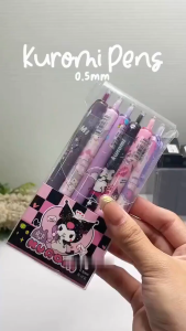 【1-3 Days Delivery】6PCS/SET Sanrio Kuromi Press Pen Cute Cartoon Gel Pen 0.5mm Quick-Drying Black Pen Student Stationery