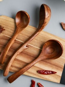 Acacia Mangium Japanese Style Wooden Hook Small Spoon Soup Spoon Large Hook Spoon Hot Pot Long Wooden Spoon Bailer Two Pieces