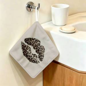 Potdemiel | Khăn Treo In Họa Tiết Da Báo Polyester Cotton Blend Có Thể Tái Sử Dụng Khăn Lau Tay Chống Mài Mòn Cho Bồn Rửa Nhà Bếp Tại Nhà Thời Trang