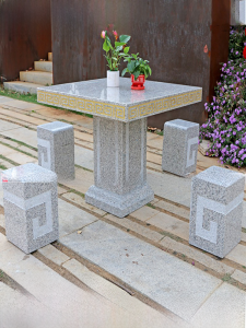 Stone Table and Chair Outdoor Tables and Chairs Genuine Goods Garden Outdoor Courtyard Granite Stone Stool Table Tea Table For Home Pier