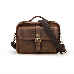 CONTACTS Genuine Leather Vintage Crossbody Bags Men Sling Shoulder Bag Small Handbag for 7.9" ipad Male Bag Portable Phone Bags