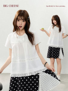 Sweet & Cool White Polka Dot A-line Skirt Summer Large Size