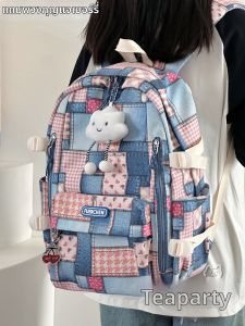 KDMILD | Leisure Versatile Plaid Denim Backpack