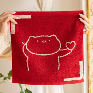 Cute Couple Face Towels Absorbent Pure Cotton Mens Handkerchiefs Red Male Full Cotton Home New Style Hand Drying Towels