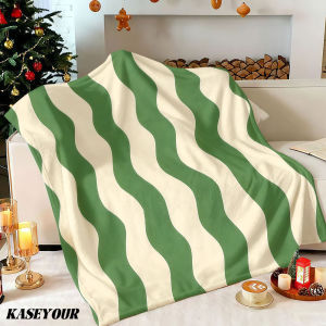 Beast Kingdom | Green Wavy Groove Winter Summer Flannel Blanket Throw Fleece Soft Fuzzy Plush Cozy Fleece Blankets for Sofa Ideal Gifts
