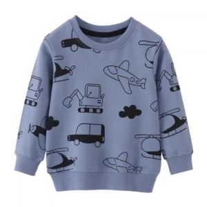 Jumping Meters Boys Long Sleeve Sweatshirt Cartoon Aircraft & Cars Print Autumn Spring Childrens Clothing New Arrival