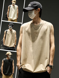 เสื้อกั๊กบาสเก็ตบอลสไตล์อเมริกัน แขนกุด ผ้าฝ้ายแท้ ทรงหลวม ลำลอง สำหรับผู้ชาย ฤดูร้อน 2025 แฟชั่น