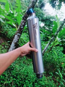 knalpot racing terbaik original AWR tabung 40cm ujung inlet dan uoutlet biruInlet 50