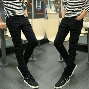 Autumn White Denim Mens Loose Elastic Straight Pants Mens Young and Middle-Aged Winter Fleece-lined Thick Casual Trousers