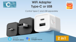 SMATRUL Tuya Smart WIFI Mini Portable Power Adapter 5V Micro USB Type-C Dual Port Converter conversion charging head Wireless APP Control Voice Works For Google Home Alexa 天猫精灵