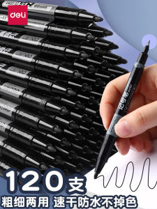 ปากกาหมึกน้ำมัน Deli Double-Head Oil-Based Marker Pen ทนทานต่อการล้างด้วยน้ำ ไม่ซีดจาง ทนทานต่อการสึกหรอ สำหรับงานก่อสร้าง