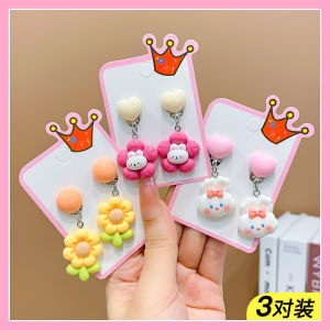 Childrens Ear Clip Girls Baby No Ear Hole Anti-Pain Pseudo Earrings Super Cute Cute Princess Cartoon Earrings Eardrop Jewelry